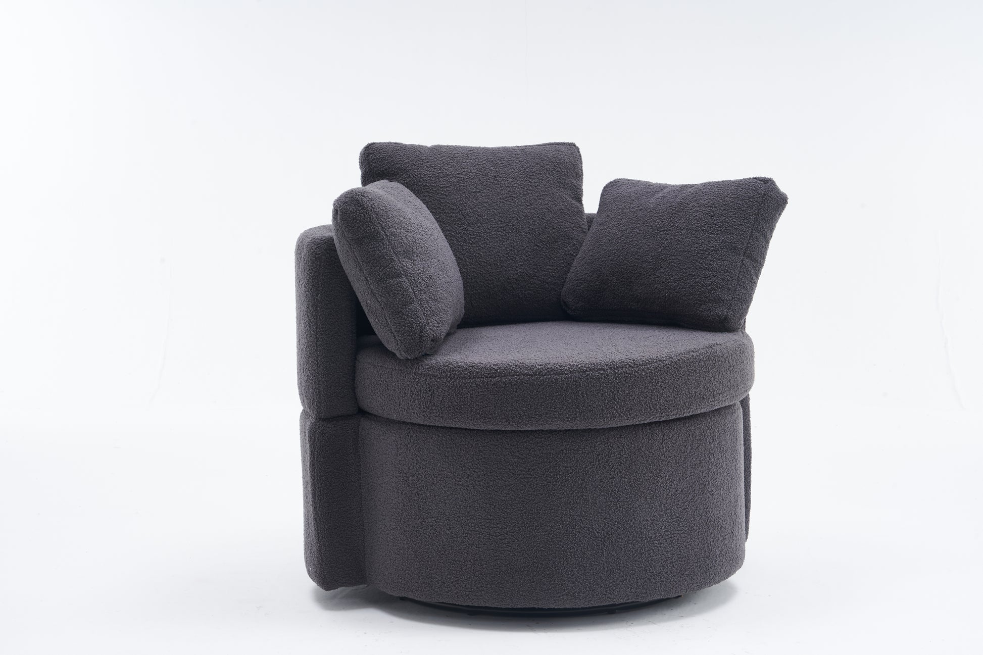 029 Teddy Fabric Swivel And Storage Chair With Back Cushion For Living Room,Dark Gray Dark Gray Primary Living Space Modern Foam Teddy
