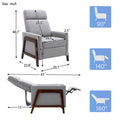 Wood Framed Upholstered Recliner Chair Adjustable Home Theater Seating With Thick Seat Cushion And Backrest Modern Living Room Recliners, Gray Old Sku:Pp289527Aae Gray Linen