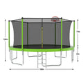 14Ft For Kids Children With Safety Enclosure Net Outdoor Backyards Large Recreational Trampoline Green Metal