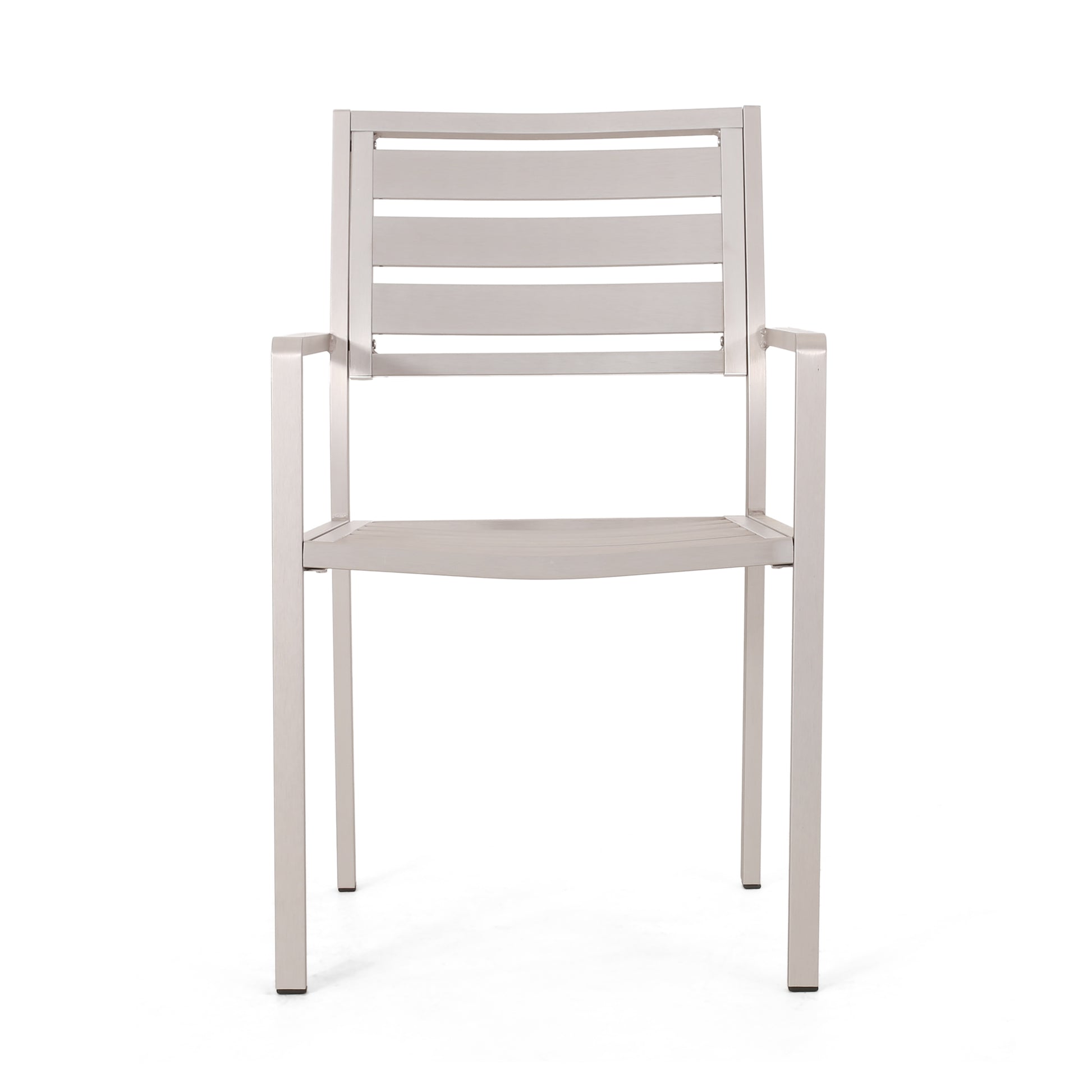 Outdoor Modern Aluminum Dining Chair, Silver Set Of 2 Silver Aluminium