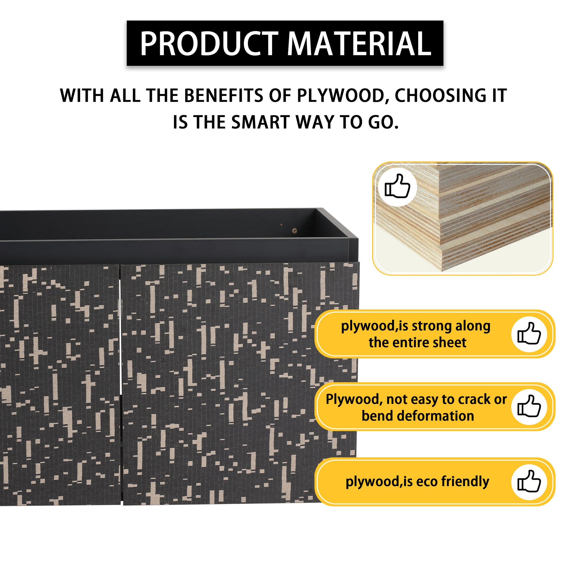 30'' Floating Wall Mounted Bathroom Vanity With Ceramics Sink & Soft Close Cabinet Door, Kd Package Black Bathroom Modern Plywood