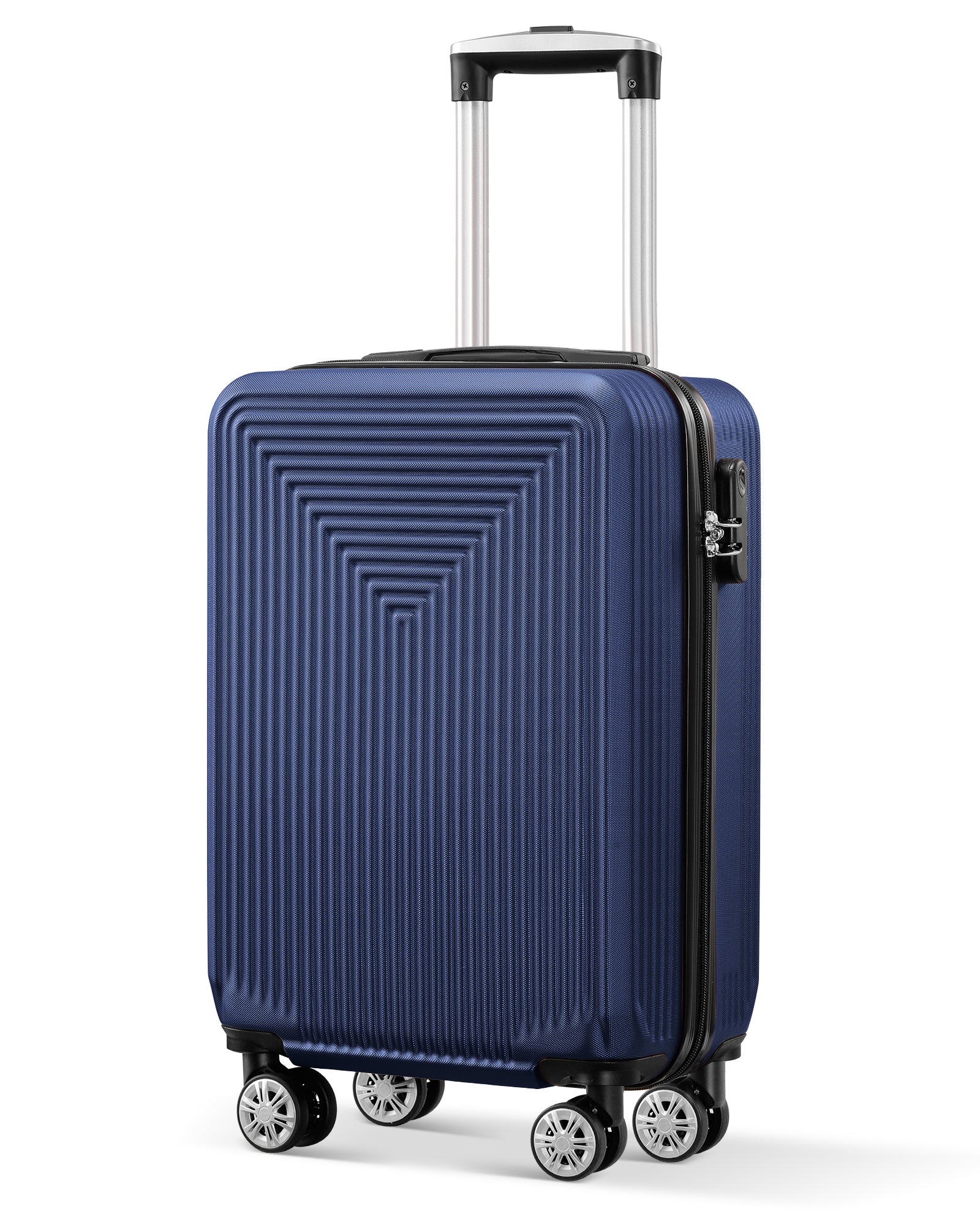 Luggage With Secure Lock Asb Durable Lightweight Suitcase Double Spinner Wheels 20'' Dark Blue Abs