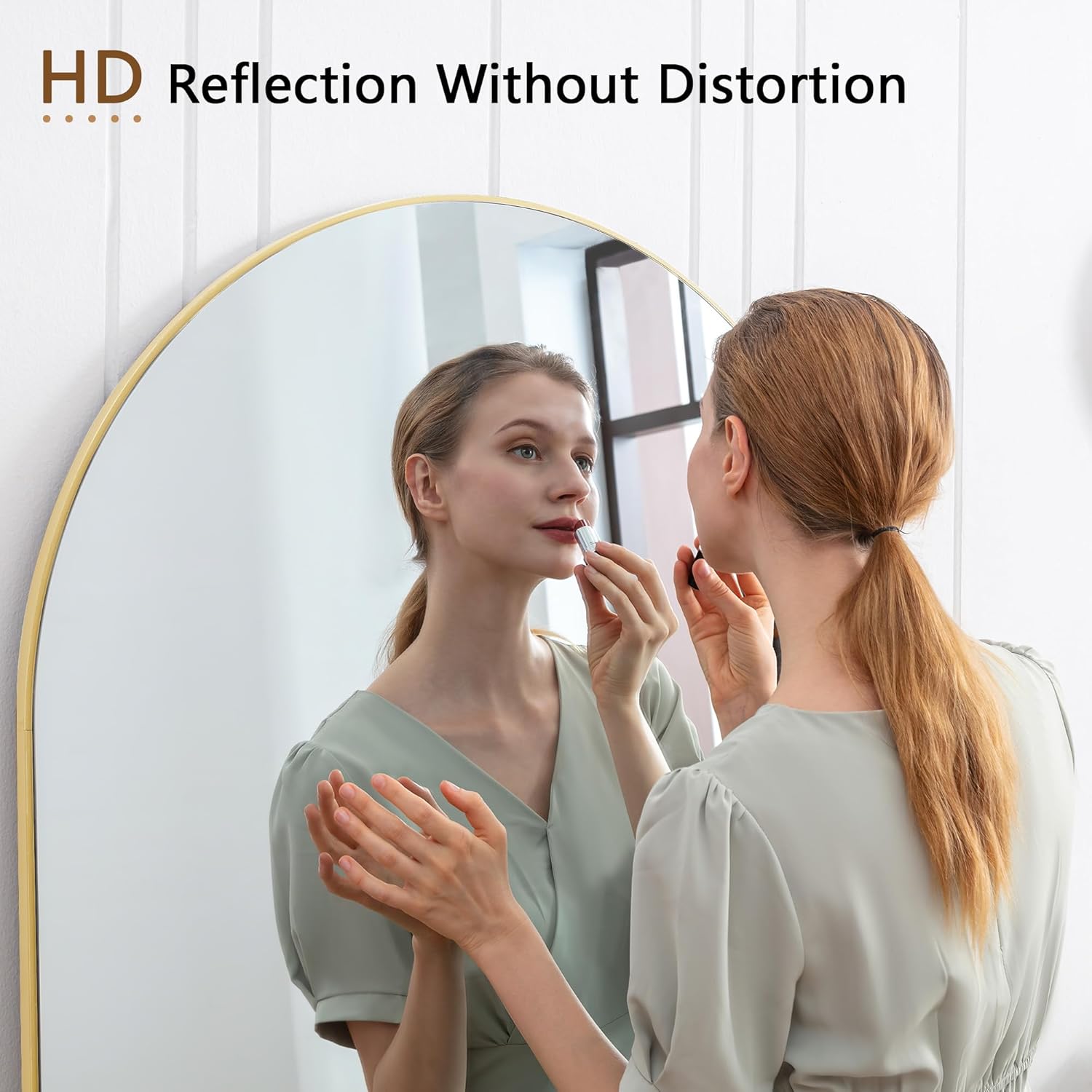 Dolonm 64X21 Inch Arch Full Length Mirror, Aluminum Alloy Frame Floor Mirror, Large Mirror Free Standing Hanging Or Leaning, Full Body Mirror For Living Room, Bedroom, Cloakroom, Hallway, Gold Golden Mirror