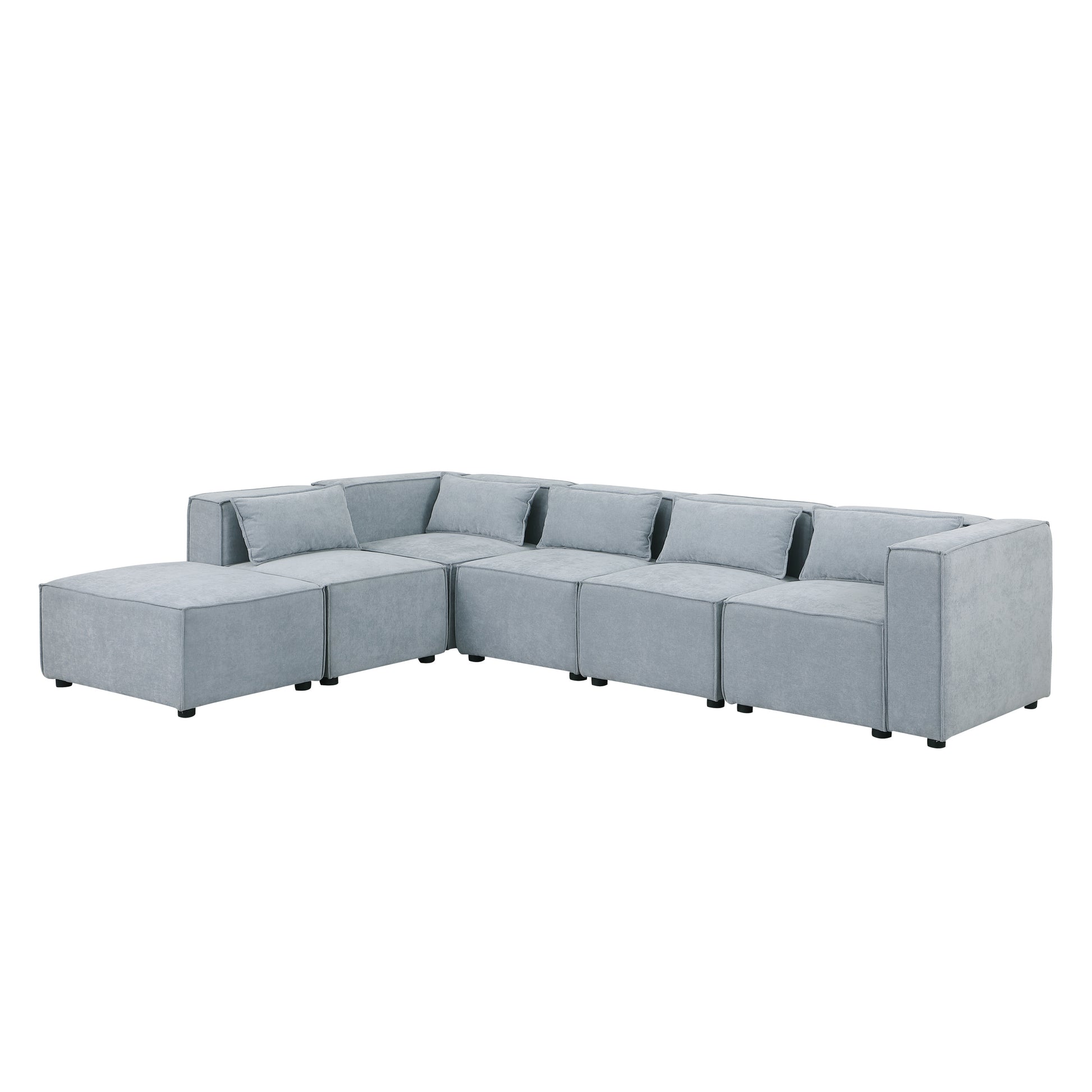 Modular Sofa Grayish Blue Chenille Fabric, Simple And Grand, The Seat And Back Is Very Soft. This Is Also A Knock Down Sofa Grayish Blue Chenille 6 Seat