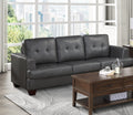 Living Room Gray Modern Comfort Sofa 1Pc Premium Faux Leather Upholstery Tufted Detail Solid Wood Frame Furniture Gray Faux Leather Wood Primary Living Space Modern Faux Leather 3 Seat