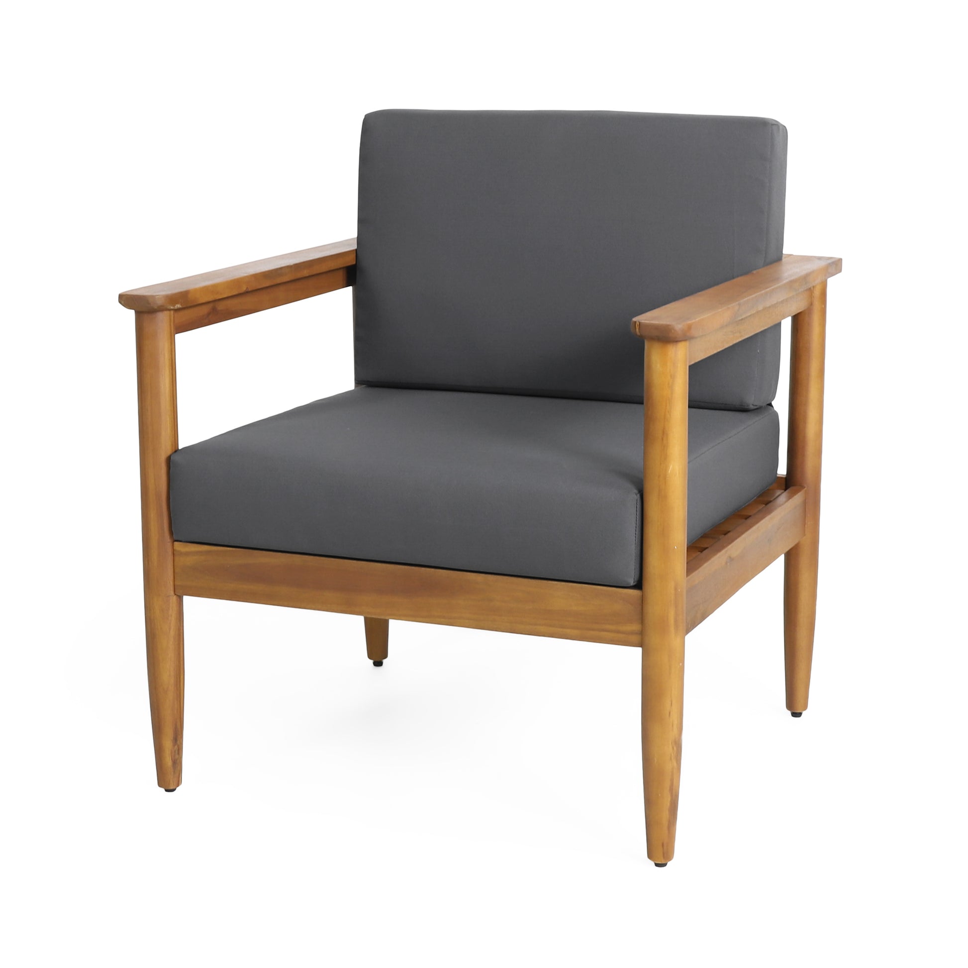 Gavin Club Chair Dark Grey Wood Fabric