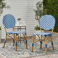 French Bistro Chair White Blue Rattan