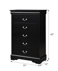 Black 5 Drawer Chest With Metal Handle Black Bedroom Particle Board Mdf