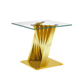 Tempered Glass Top End Table With Gold Mirror Finish Stainless Steel Base Gold Tempered Glass