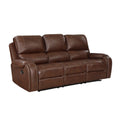 Comfortable Reclining Sofa 3Pc Set Brown Faux Leather Upholstered Reclining Sofa Loveseat Swivel Reclining Chair Trim, Power Usb Ports, Cupholders, Modern Living Room Furniture Brown Faux Leather Wood Primary Living Space Modern Plywood,Solid Wood 6 Seat