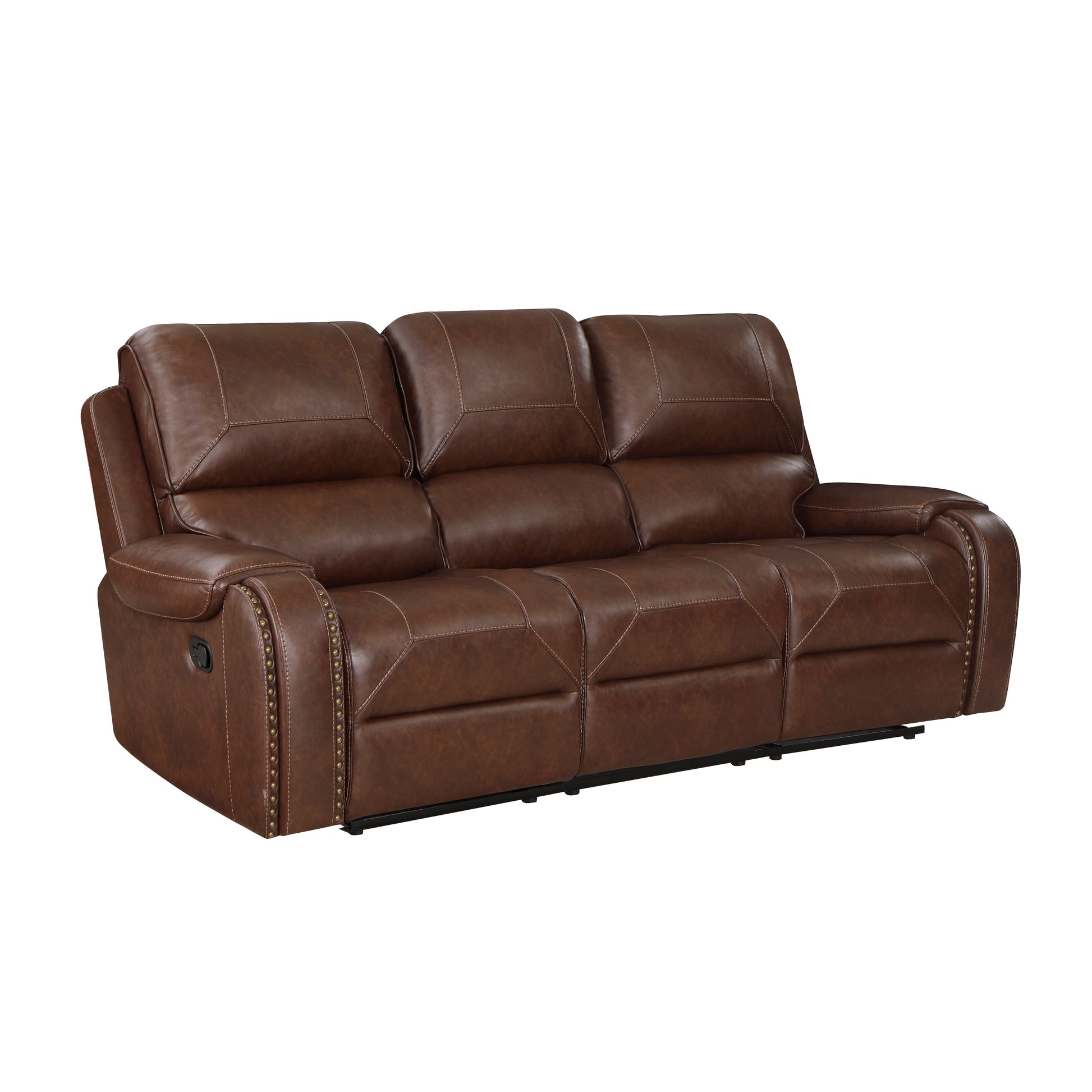 Comfortable Reclining Sofa 3Pc Set Brown Faux Leather Upholstered Reclining Sofa Loveseat Swivel Reclining Chair Trim, Power Usb Ports, Cupholders, Modern Living Room Furniture Brown Faux Leather Wood Primary Living Space Modern Plywood,Solid Wood 6 Seat