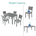 5 Piece Modern Dining Set, Rectangular Wooden Dining Table With 4 Upholstered Chairs For Kitchen, Dining Room, Gray Wood Gray Seats 4 Gray Wood Dining Room Acacia 4 Leg Rectangular Dining Table With Chair Acacia Wood