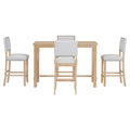 5 Piece Counter Height Dining Set, Classic Elegant Table And 4 Chairs In Natural Wood Wash Natural Wood Wash Solid Wood