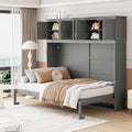 Queen Size Murphy Bed Wall Bed With Top Cabinets,Gray Queen Gray Plywood