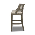 Paris 30.5 Farmhouse Bar Stool With Backrest, Light Beige Linen Beige Foam Linen