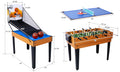 5 In 1 Multi Game Table Billiards, Push Hockey, Foosball, Ping Pong, And Basketball Brown Blue Brown Mdf Steel