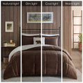 Plush To Sherpa Down Alternative Comforter Set King Brown Ivory Polyester