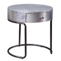 Aluminum And Black Storage End Table Silver Primary Living Space Industrial Drawers Round Aluminum Sled