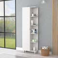 Los Angeles Linen Cabinet, Five Shelves, One Cabinet, Divisions White 1 5 18 To 23 In 60 In & Above Bathroom Freestanding Contemporary 5 10 Inches Melamine Engineered Wood