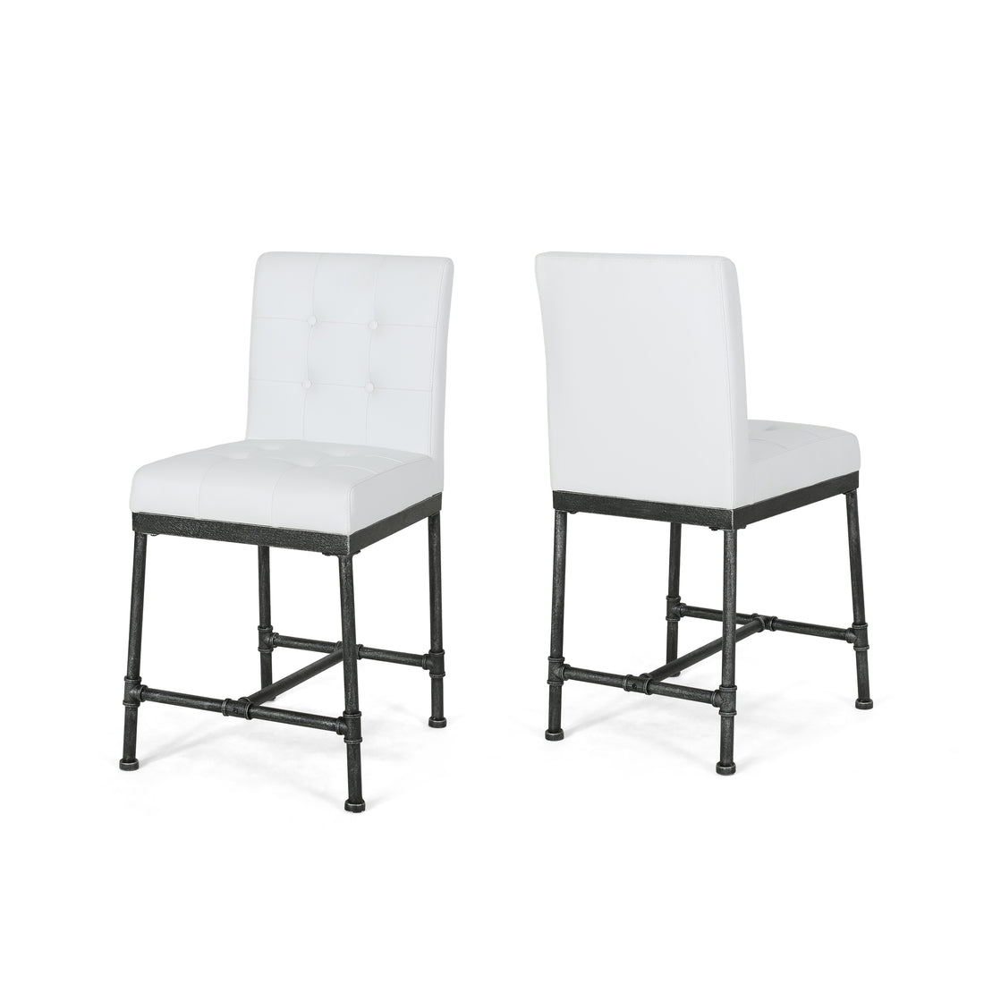 Counter Stool Set Of 2 White Wood