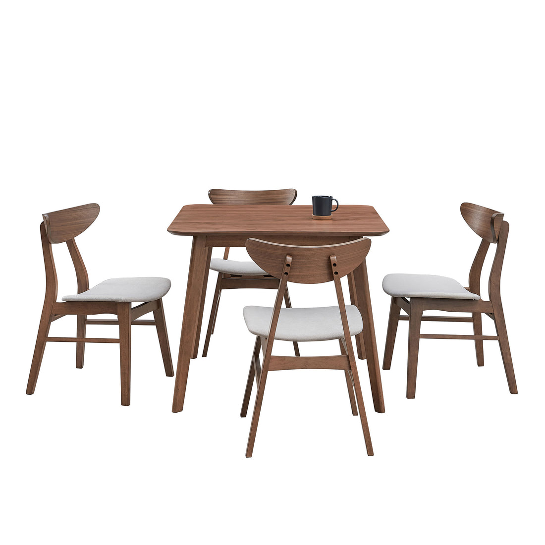 1 Table With 4 Chairs Wooden Dining Table Set, Modern Simple Design Square Kitchen Table And Fabric Upholstered Dining Chairs For Dining Room, Kitchen, Saving Space,Walnut Walnut Solid Wood Mdf