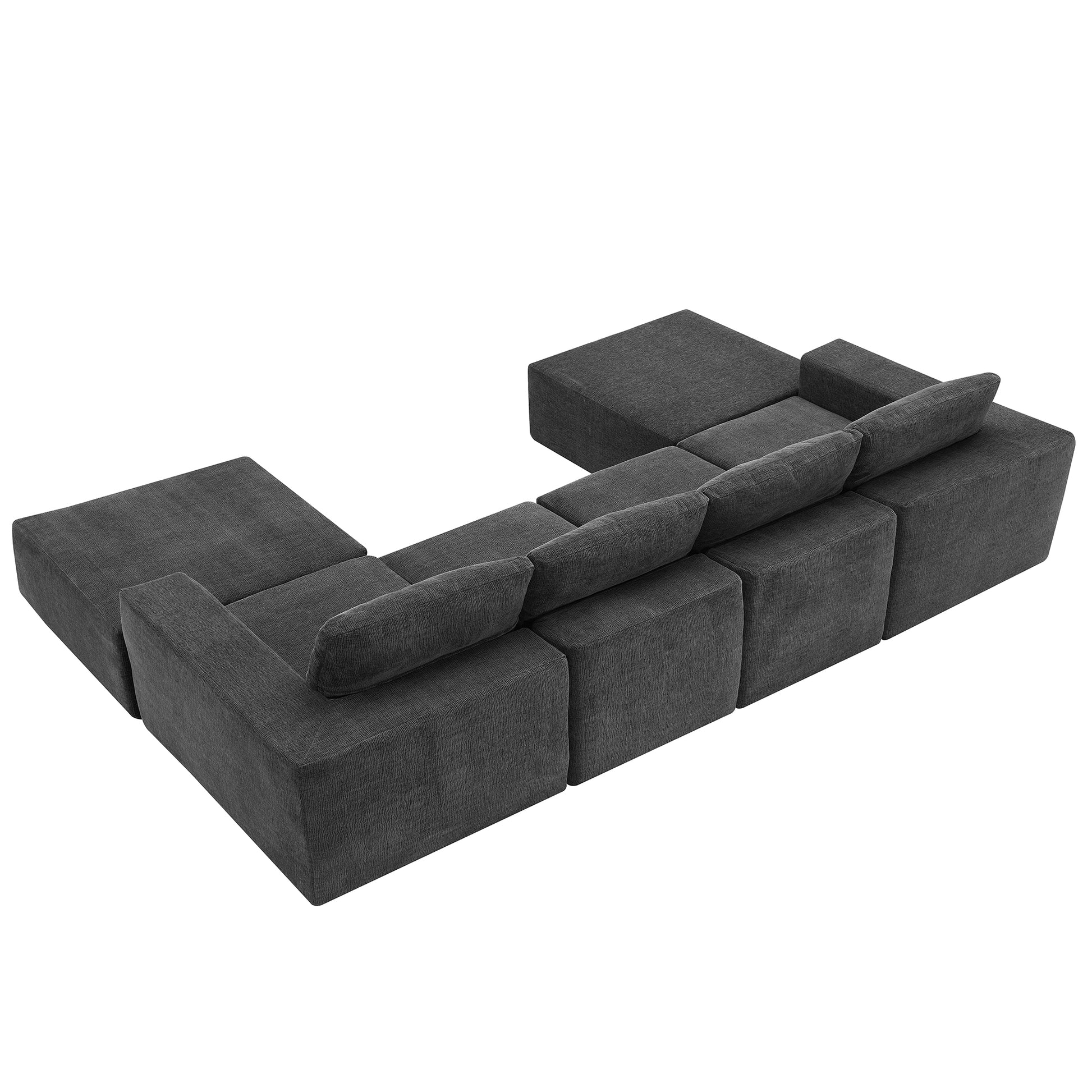 110*72" Modular U Shaped Sectional Sofa,Luxury Chenille Floor Couch Set,Upholstered Indoor Furniture,Foam Filled Sleeper Sofa Bed For Living Room,Bedroom,Free Combination,3 Colors Dark Gray Polyester 6 Seat