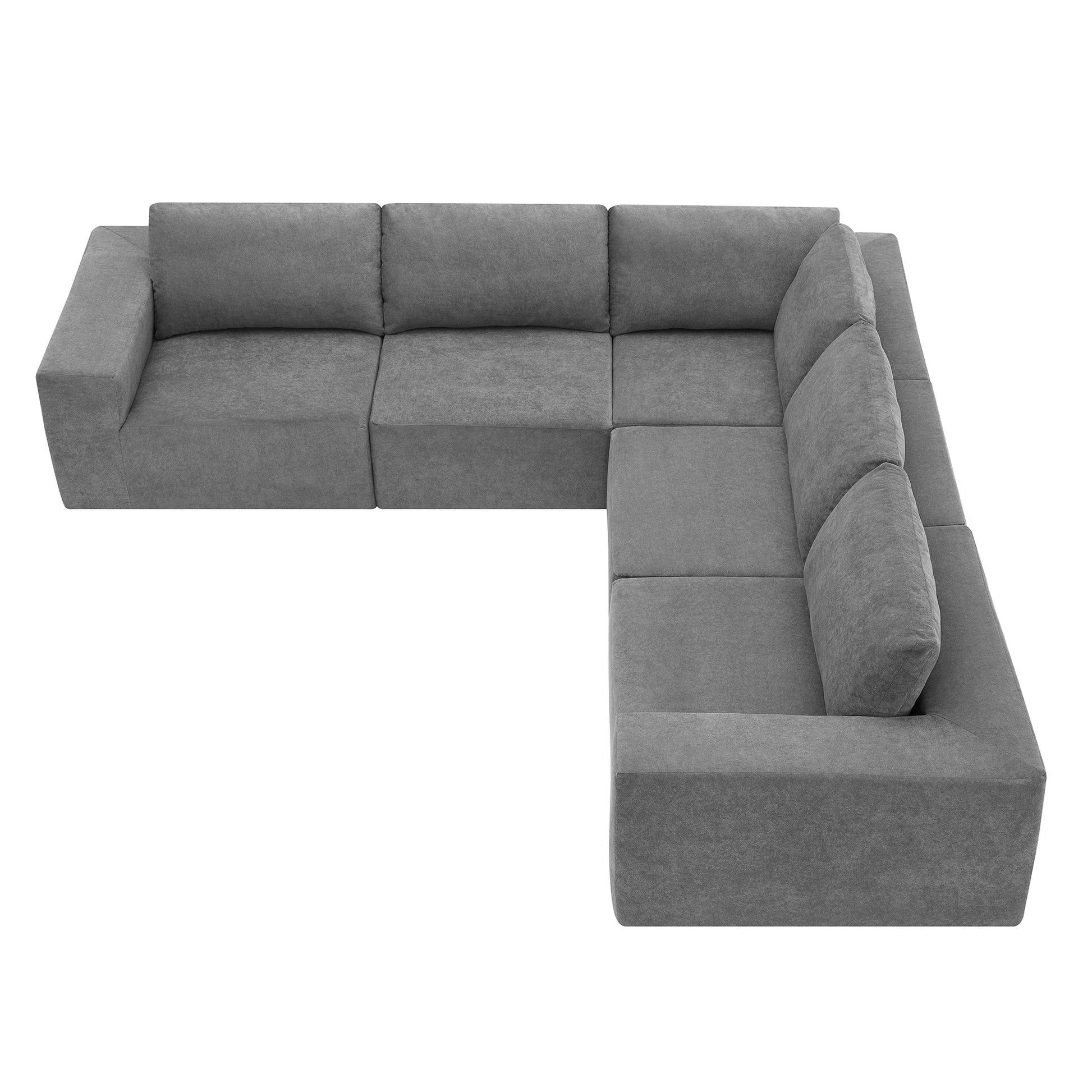 116*116" Modular L Shaped Sectional Sofa,Luxury Floor Couch Set,Upholstered Indoor Furniture,Foam Filled Sleeper Sofa Bed For Living Room,Bedroom,5 Pc Free Combination,3 Colors Gray Fabric 5 Seat