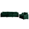 Mid Century Modern Sectional Set Of Two, One 3 Seater Sectional And One Single Seater Sectional With 2 Arm Pillows And 4 Throw Pillows, Living Room Sectional Green Corduroy Fabric Green Corduroy 3 Seat