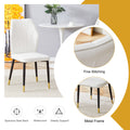 4 Modern Dining Chairs With Stylish Pu Patterned Backrest And Black Metal Legs For A Comfortable Home Experience In The Kitchen, Bedroom And Office. White Pu