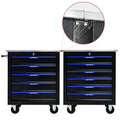 5 Drawers Multifunctional Tool Cart With Wheels Black Blue Black Blue Metal