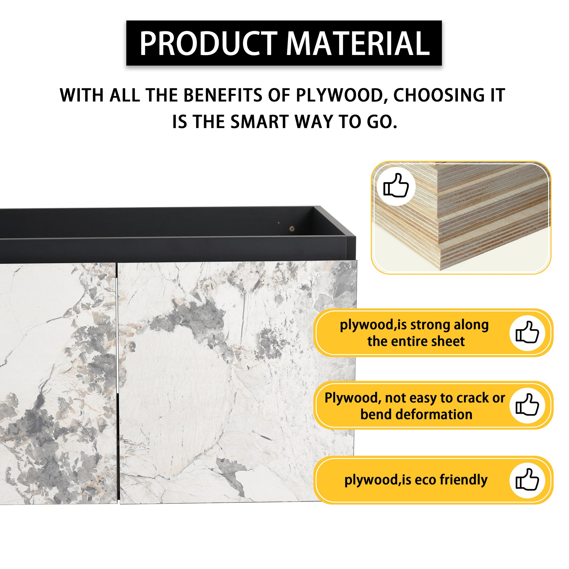 30'' Floating Wall Mounted Bathroom Vanity With Ceramics Sink & Soft Close Cabinet Door, Kd Package Black Bathroom Modern Plywood