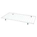 Full Size Metal Platform Bed With Twin Size Trundle,House Shaped Headboard Design, White Full White Metal