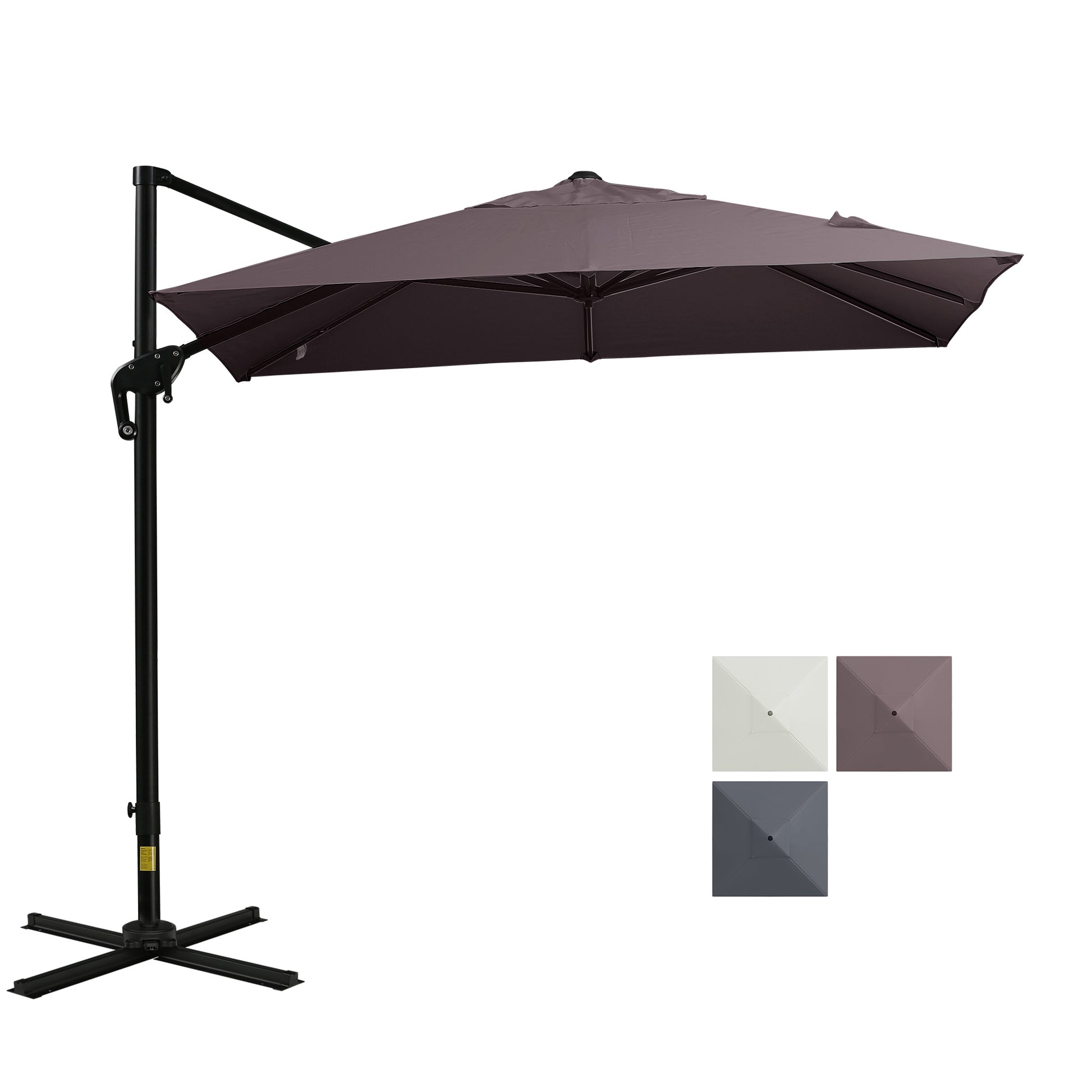 8 ft aluminum square cantilever offset patio umbrella Outsunny 8Ft Cantilever Patio Umbrella, Square Outdoor Offset Umbrella With 360 Rotation, Aluminum Hanging Umbrella With 3 Position Tilt, Crank &