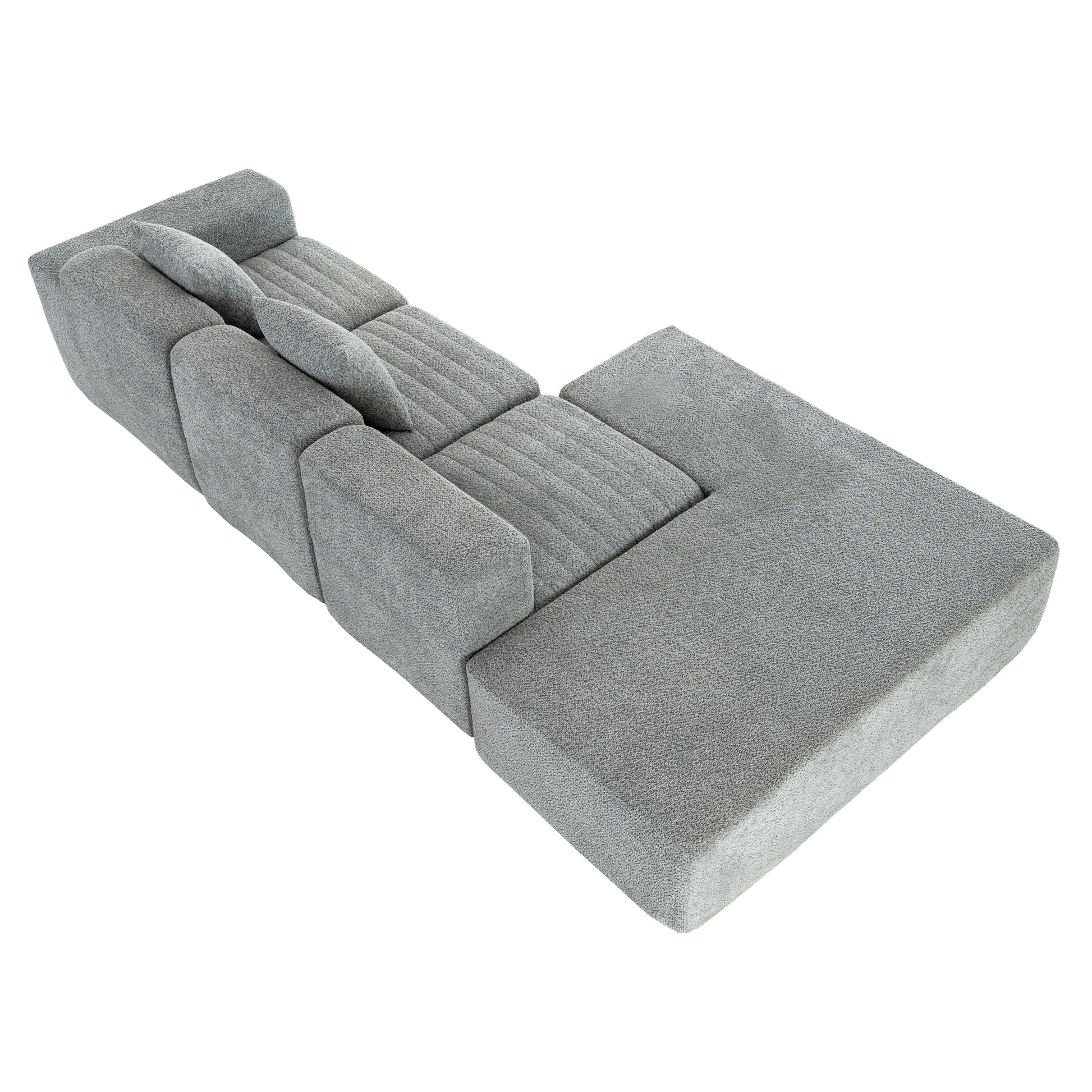 116.5" Sectional Sofa Full Compressed Sofa Couch Free Combined Sofa For Living Room, Grey Grey Foam Polyester 4 Seat