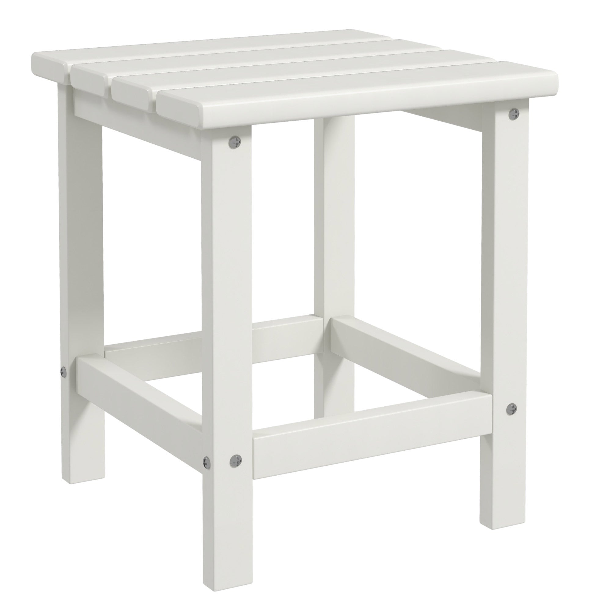 Outsunny Adirondack Side Table, Square Patio End Table, Weather Resistant 15" Outdoor Hdpe Table For Porch, Pool, Balcony, White White Hdpe