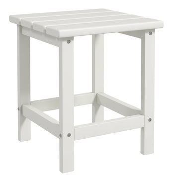 Outsunny Adirondack Side Table, Square Patio End Table, Weather Resistant 15" Outdoor Hdpe Table For Porch, Pool, Balcony, White White Hdpe