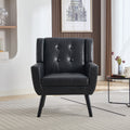 Modern Soft Leather Material Ergonomics Accent Chair Living Room Chair Bedroom Chair Home Chair With Black Legs For Indoor Home Black Pu Black Foam Upholstered