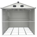 8X6 Ft Metal Outdoor Storage Shed With Window, Floor Base, Air Vents And Double Hinged Door Dark Grey Steel