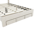 Queen Size Upholstered Platform Bed With A Big Drawer, Beige Box Spring Not Required Queen Beige Wood Bedroom Bed Frame Polyester Upholstered