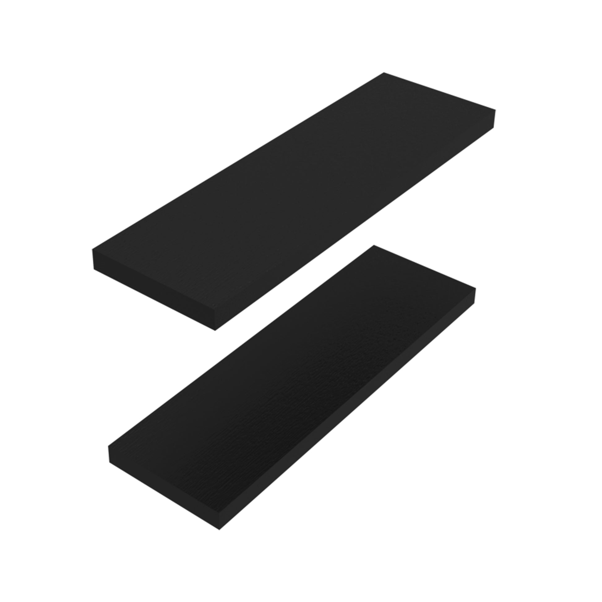 Iva Floating Shelf In Melamine X2, Black Black Horizontal Primary Living Space Contemporary,Minimalist,Modern Wall Mounted Particle Board Melamine