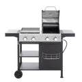 2 2 Multi Function Burner Gas Grill And Griddle Combo With Cover For Outdoor Cooking While Camping Or Tailgating Bbq,Frying,Pizza. Black And Silver Stainless Steel