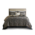 5 Piece Jacquard Bedspread Set With Throw Pillows Black Queen Queen Black Cotton