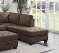 Modern Living Room 3 Piece Sectional Reversible Sofa Chaise Storage Ottoman Tufted Detail Brown Microfiber Upholstered Drop Down Cup Holder Solid Wood Frame Furniture Chocolate Microfiber Wood Primary Living Space Modern L Shaped Solid Wood 4 Seat