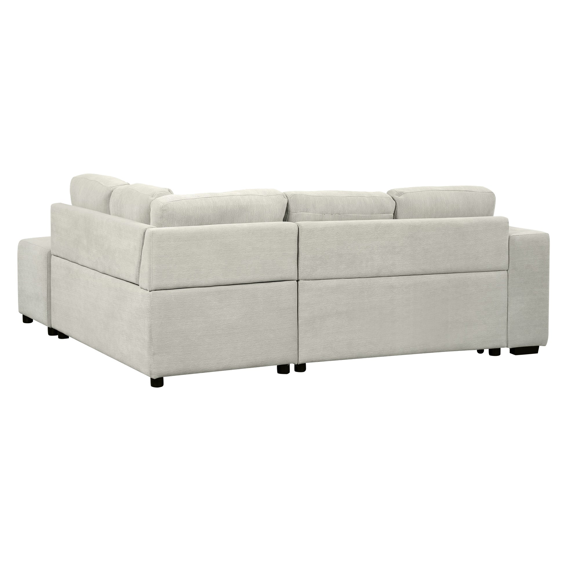 86.6" Sectional Sofa L Shaped Sofa Couch Pull Out Sofa Bed With A Movable Ottoman, Two Usb Ports And Two Cup Holders For Living Room, Gray Grey Foam Chenille 4 Seat