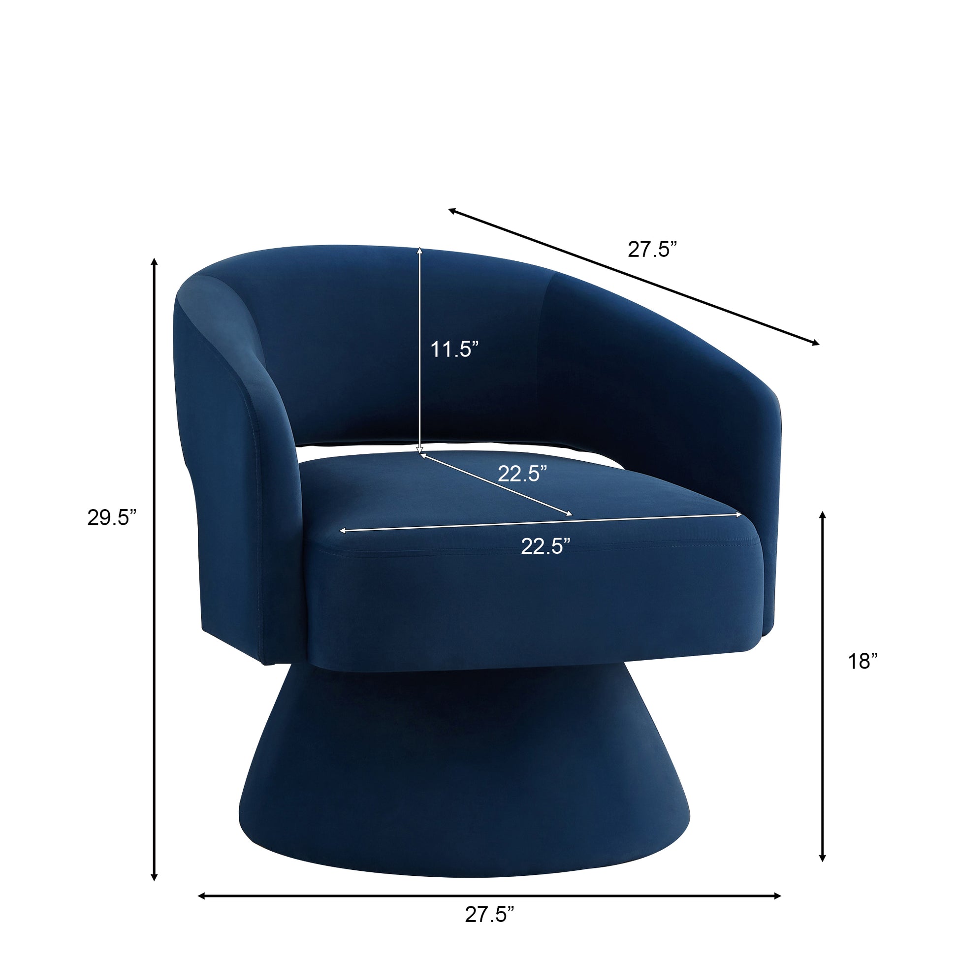 Modern Swivel Barrel Chair, Upholstered Velvet Round Accent Chairs,360 Degree Comfy Swivel Chair With Open Backrest, Single Chair Armchair For Living Room Bedroom, Homerest,Navy Navy Primary Living Space American Design,Contemporary,Luxury,Mid Century