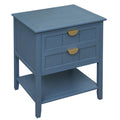 2 Drawer Side Table,American Style, End Table,Suitable For Bedroom, Living Room, Study Blue Mdf