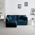 Chenille Two Seater Sofa With 1 Footrest, 2 Seater L Shaped Sectional With Ottoman,Loveseat With Ottoman For Small Living Space,Blue Chenille Blue Chenille 2 Seat