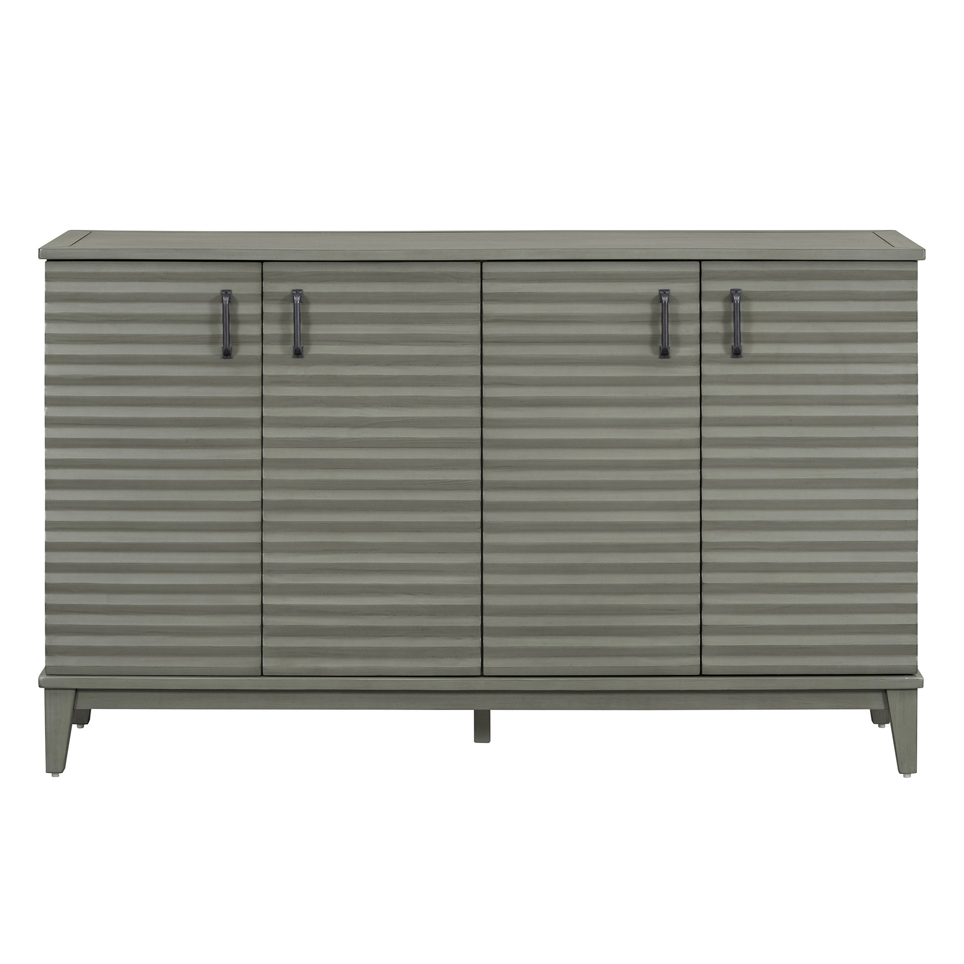 Sideboard With 4 Door Large Storage Buffet With Adjustable Shelves And Metal Handles For Kitchen, Living Room, Dining Room Antique Gray Antique Gray Solid Wood Mdf
