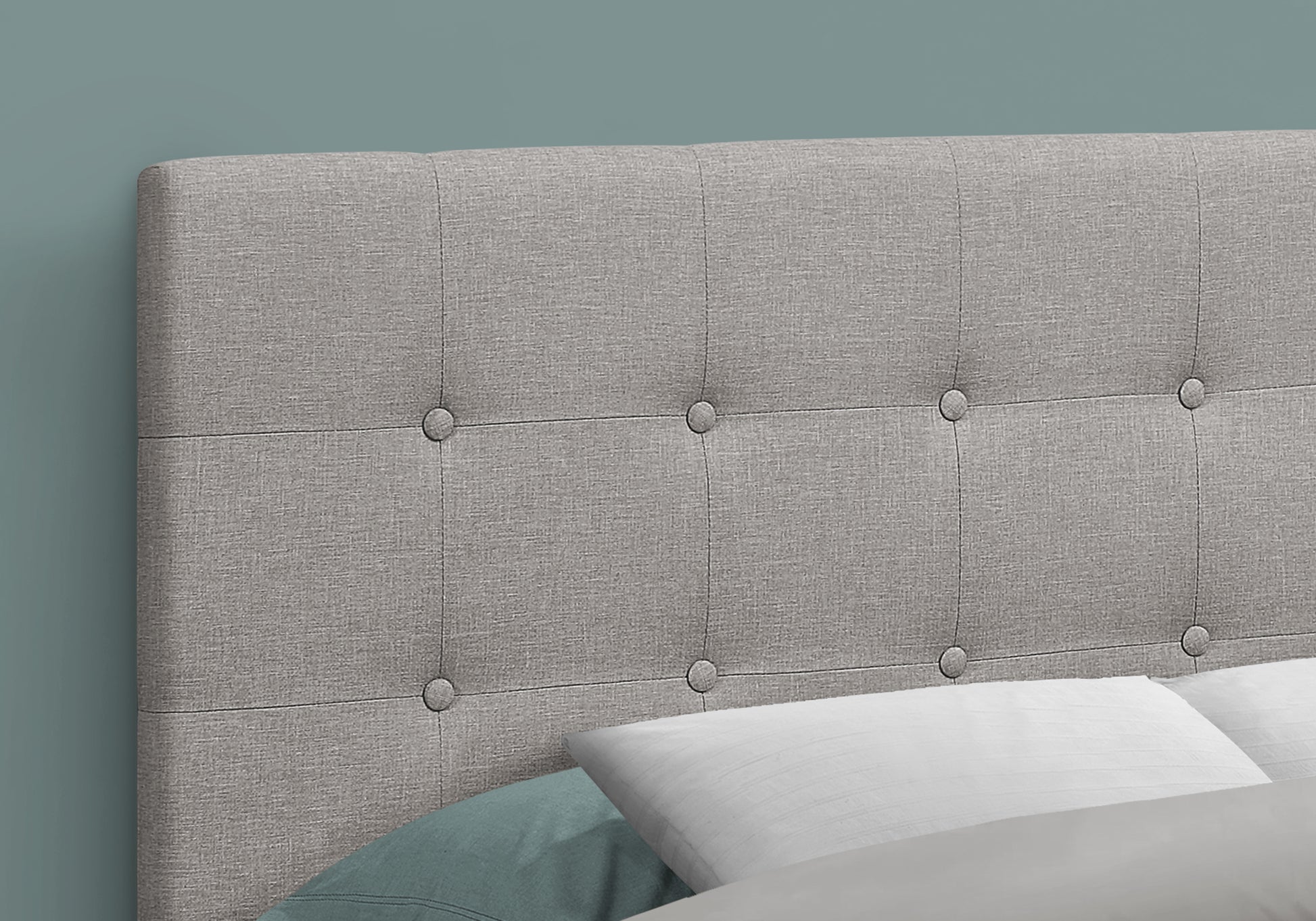 Bed, Headboard Only, Full Size, Bedroom, Upholstered, Grey Linen Look, Transitional Grey Foam Solid Wood Mdf