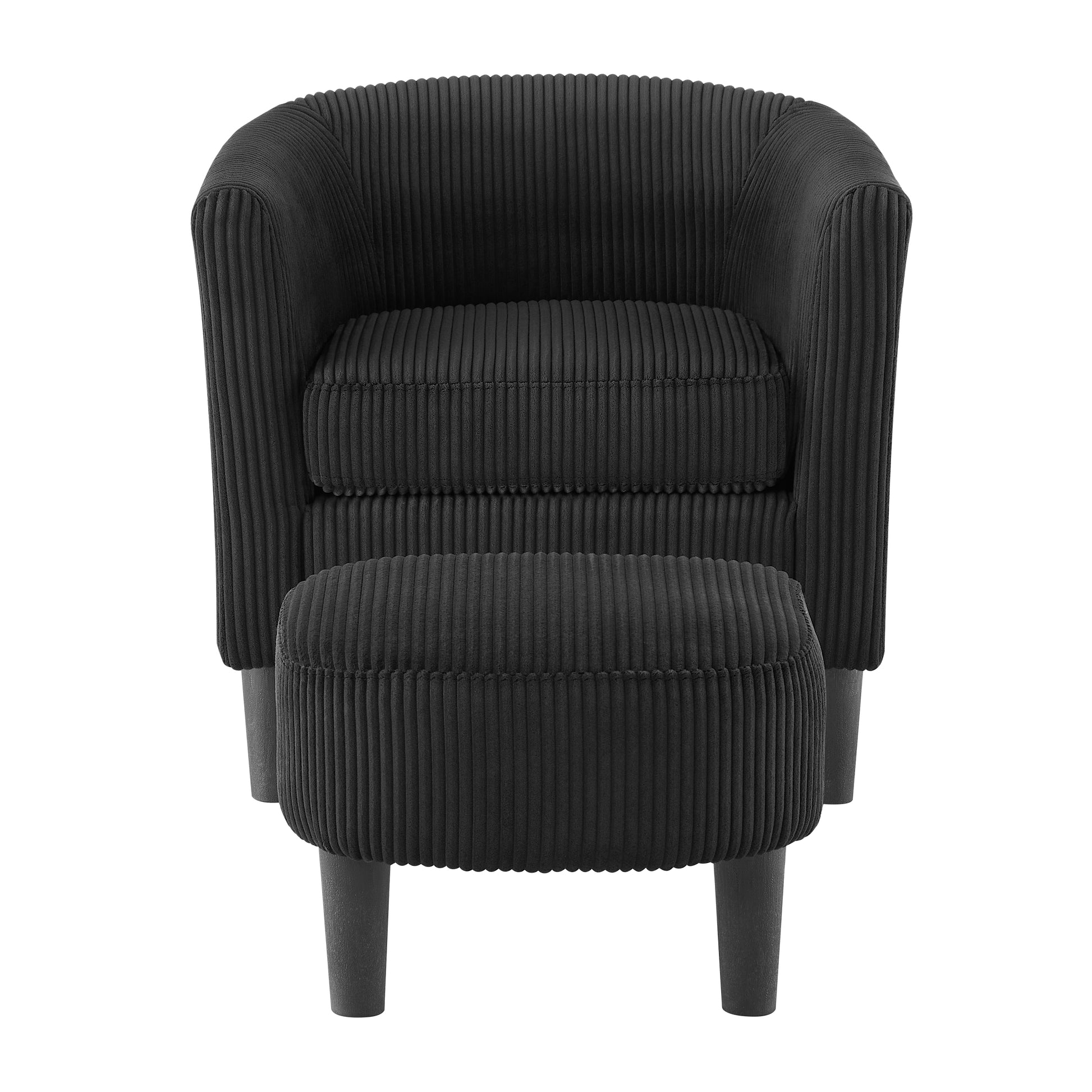 Modern Accent Chair,Upholstered Arm Chair Linen Corduroy Single Sofa Chair With Ottoman Foot Rest Comfy Armchair For Living Room Bedroom And Office,Black Black Fabric
